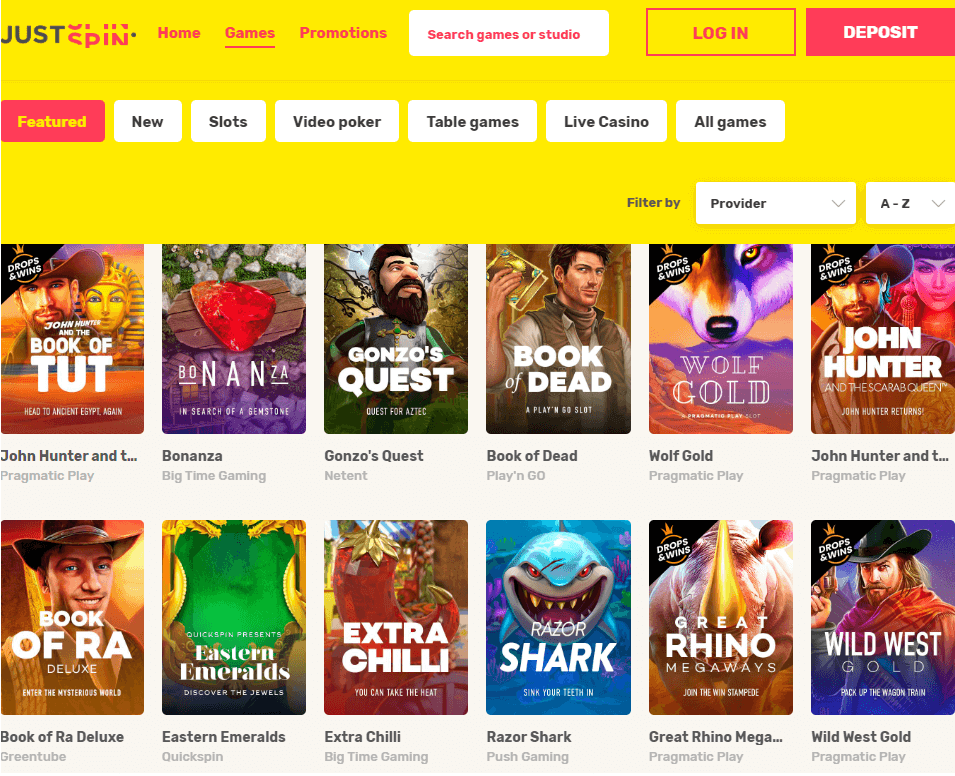 Beliebte Spiele bei Just Casino